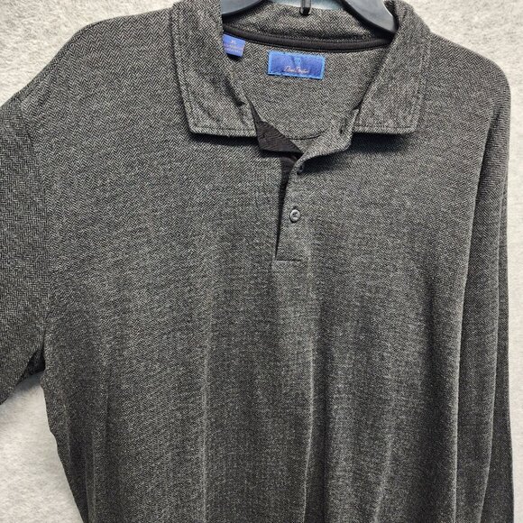 David‎ Donahue Polo Shirt Mens XL Cotton Pullover Herringbone Long Sleeve - Picture 2 of 11
